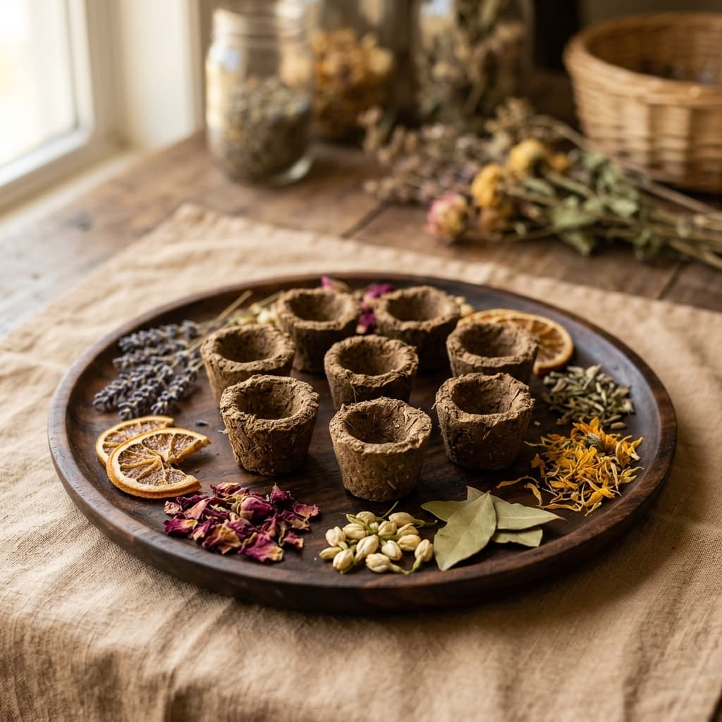 Handcrafting Panchgavya Dhoop Cups with 108+ forest herbs ✨